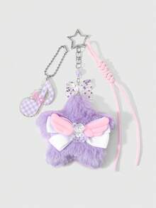 ROMWE Kawaii 1 Colgante DIY para bolso con oso de auriculares creativo y dulce, multicolor, con purpurina fina, lentejuelas, nota, cordones ajustables, lazo de lunares, alas, estrellas y diseño brillante de pastel de pescado - Multicolor-5 - Ver 13