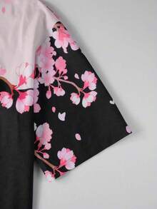 Manfinity RSRT Conjunto de camisa casual estampada y pantalones cortos con cordón para hombres de talla grande - Multicolor - Ver 8
