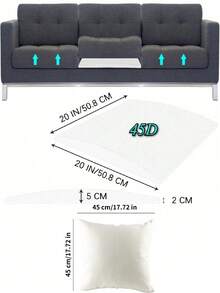 一套45D沙发垫，用于支撑下陷的沙发垫，20英寸x20英寸沙发家具座垫，修复下陷，弧形45D高密度泡沫替换装，适用于椅子和沙发 - 黑色 - 查看 6