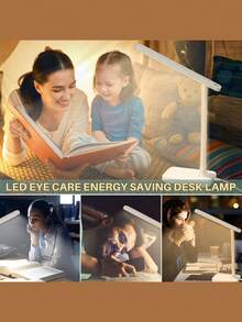 1 pieza Lámpara de escritorio LED plegable de 3 niveles de luz blanca ajustable, lámpara de estudio/lectura que cuida los ojos para escribir, adecuada para dormitorio, sala de estar, estudio, escritorio, oficina - Blanco - Ver 5
