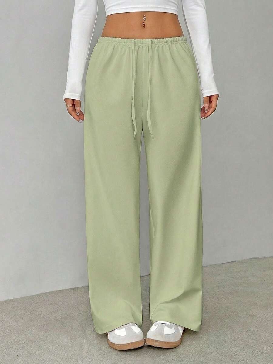 SHEIN PETITE 柔软白色针织家居裤，宽松裤 - 薄荷綠 - 查看 1