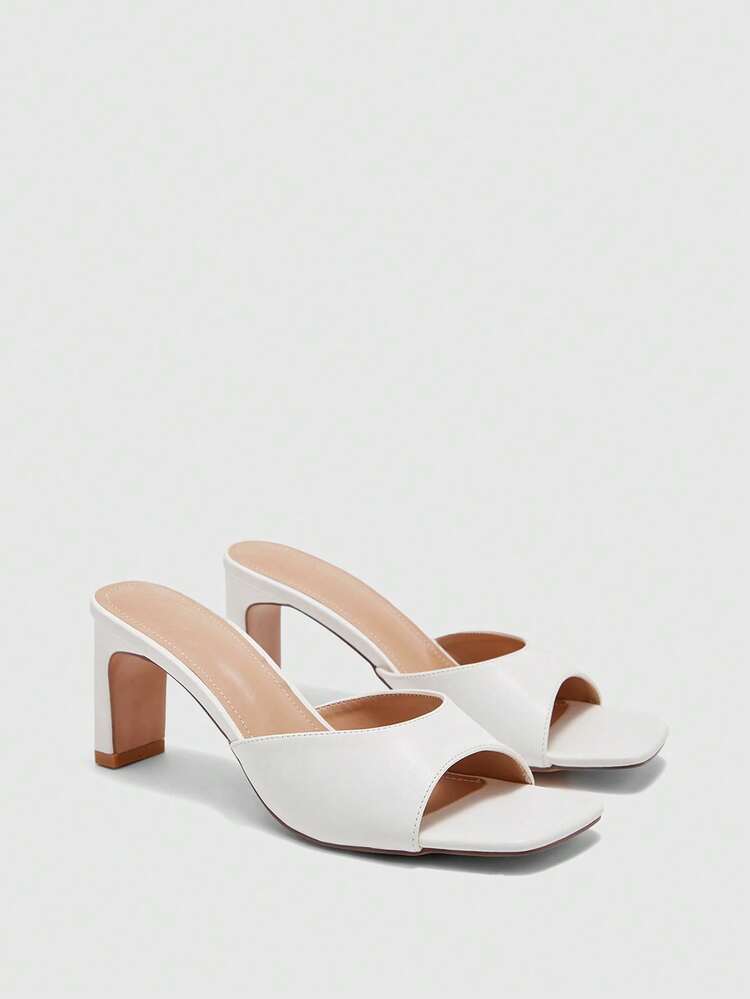 CUCCOO BIZCHIC Women Shoes Women's New European And American Simple Fashion French High Heel Color Scheme Cloth High Heel Thin Square Heel One Piece Slip-On Light, PU Fabric Versatile, Suitable For Commuting, Dating, Parties, Holidays And Weddings And Other Occasions, Is The Ideal Spring And Spring Break, Easter Shoes. Summer Shoes