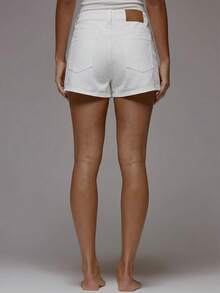 MUSERA Mid Waist Classic Denim Shorts Basics Autumn Fall Cute Streetwear Going Out Casual Core Denim Spring Summer - White - View 2