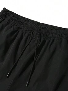 STEELVANCE 男士休闲字母印花抽绳宽松裤 - 黑色 - 查看 4