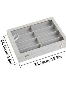 Fashion Glasses Storage Box, Beige Velvet Glasses Tray - Glasses, Watch, And Jewelry Display Box - Unisex (8 Compartments), 8-Compartment Velvet Fashion Glasses And Jewelry Storage Tray, Polyester Fabric Glasses And Accessories - E - View 11