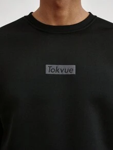 TOKVUE Men's Popular Street Style INS Matching 3D Foam Print Casual Daily Streetwear Loose Fit Pullover Pullover Sweatshirt - Black - View 6