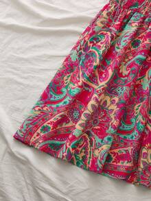 SHEIN VCAY Plus Size Vacation Off-Shoulder Dress With A Leopard Dress - Multicolor - View 3