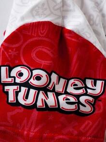 LOONEY TUNES X SHEIN Áo thun ngắn tay cổ tròn in hình thỏ phối màu phong cách thường ngày cho bé trai, thích hợp mặc mùa hè. - trắng - Xem 7
