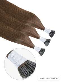 50pcs I Tip Hair Straight Dark Brown Color 150% 18-26 Inch Remy Human Hair I Tip Hair Extension Light Brown Color Hair Extensions - S4 - View 4