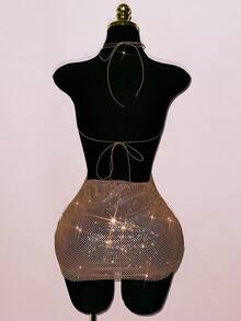 EgrlEra Vestido de fiesta de festival de música para mujer, brillante y transparente, adecuado para festival de música, disfraz de carnaval - Champán - Ver 6