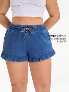 Flexra Shorts vaqueros con volantes de talla grande para el verano - Azul - Ver 6
