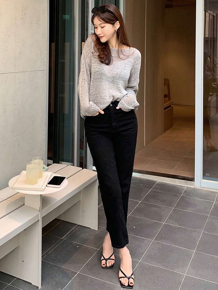 Women's Casual Korean Style Washed Skinny Jeans