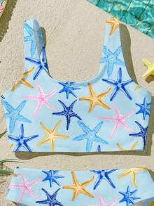 Tween Girls Casual Minimalist Camisole & Triangle Bikini Swimsuit Set, Suitable For Summer - Multicolor - View 5