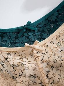SHEIN 12pcs/Set Romantic Sexy Lace Women's Thong Panties, Multicolor - Multicolor - View 6