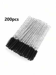 200/500pcs Eyelash Brushes, Mascara Brushes (With Container), Flexible Disposable Eyebrow Brushes, Eyelash Extension Brushes, Eyebrow Brushes, Castor Oil Brushes. - Black - View 10
