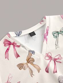 PopScrub Atasan Seragam Medis Wanita Lengan Pendek Motif Pita Kasual - MultiWarna - View 4
