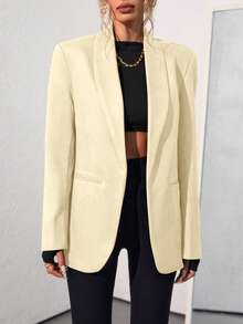 Aveloria Modichic Blazer de traje de oficina de diseño de dama de oficina de moda de unicolor - Albaricoque - Ver 5