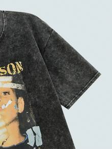 Modcrash Áo thun nam Hemo, Hemo, họa tiết đường phố, chất liệu cotton pha, hơi co giãn, màu đen, cổ tròn, tay ngắn, kiểu dáng thường ngày. - màu đen - Xem 4