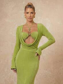 Lumalex 女士优雅美人鱼裙摆连衣裙，夏季 - 綠色 - 查看 2