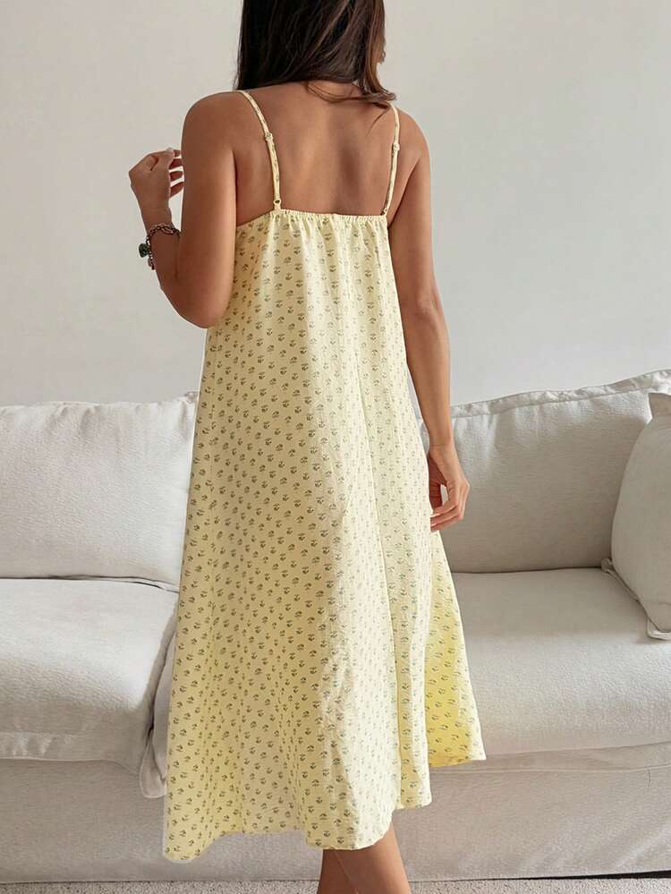 Women's Long Floral Lace Trim Slip Dress, Sweet Style For Summer