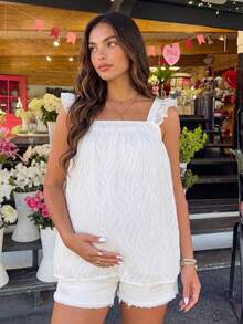 SHEIN Maternity Solid Color Casual Versatile Daily Wear Shirt - Apricot - View 5