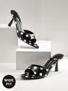 SHUZIA Women's Wide-Fit Minimalist Sexy Pointy Toe Polka Dot Print Stiletto Heel Sandals