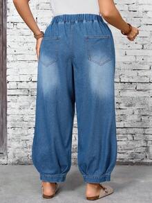 EMERY ROSE Plus Size Faded Light Blue Casual Jeans Formal Summer - Blue - View 3