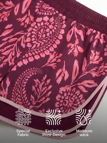 CAJUNI Women's Sports Casual Printed 2-In-1 Shorts - Purple - View 7