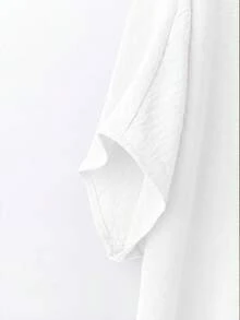 Linhara Plus Size Casual Vacation Brown Shirt - White - View 4