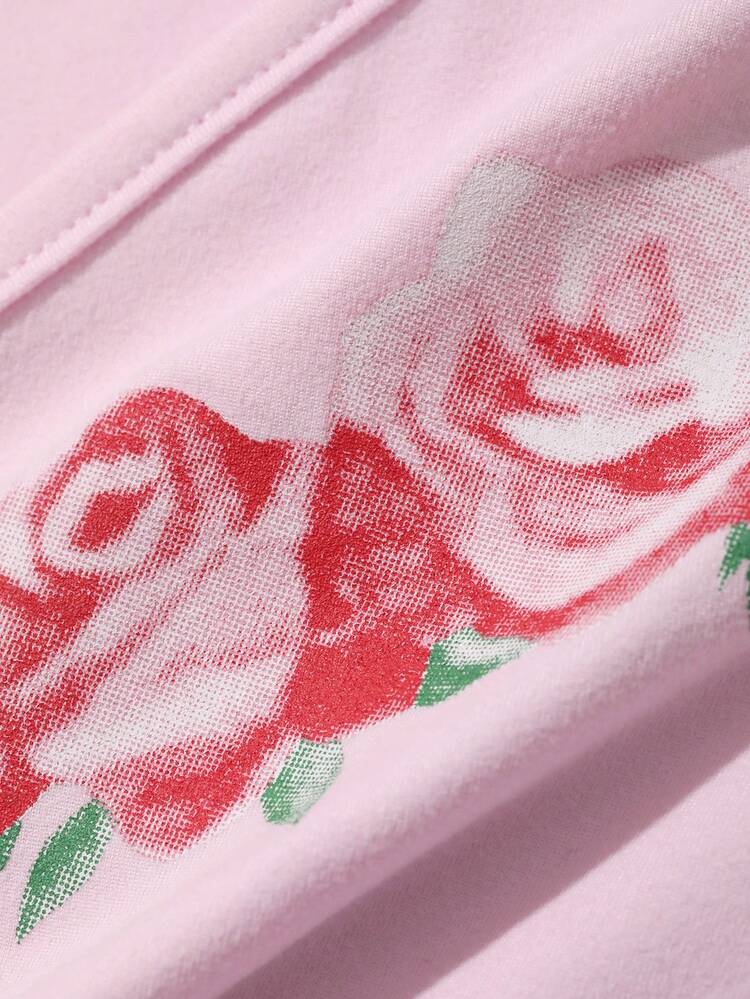 Women's Fashion Floral Print Casual Short Sleeve T-Shirt