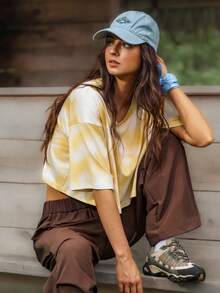 WanderVale Women's Beige Print Loose Casual Alt Round Neck Short Sleeve Outdoor T-Shirt Vacation Summer - Multicolor - View 7