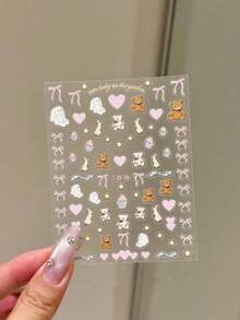 Cute Bear Sticker DIY Lens Film Sticker For 11-17 Pro Max, Nail Art Sticker, Camera Cover Shockproof Scratch Resistant - Baby Pink - View 8