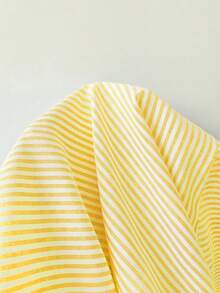 SHEIN EZwear Yellow Striped Woven Women's Shirt - Yellow - View 6