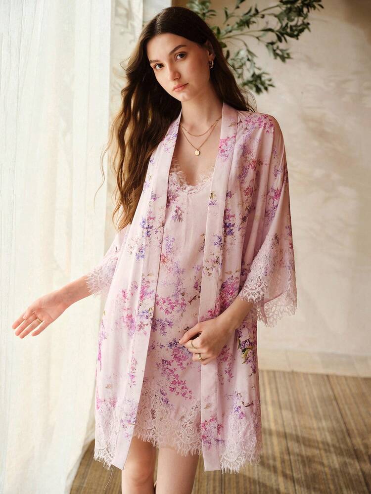 PRINTED LACE PATCHWORK MID-LENGTH ROBE, SPRING/SUMMER