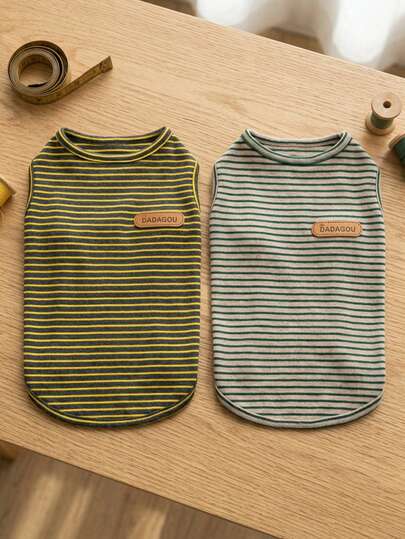 PETSIN Pet Spring New Dog Clothes Animal Supplies Pet Clothing Dog Tank Top Cat T-Shirt Teddy Outfits Small Animal Attire Casual Cool Tank Top Dog Clothes Cat Clothes Two-Season Spring & Summer New Tank Top