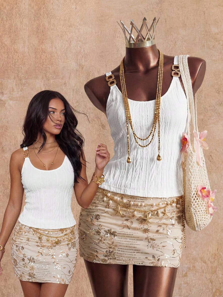 鏈條細節背心上衣