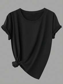 SHEIN CURVE+ 4pcs/Set Plus Size Women Basic Short Sleeve Loose T-Shirts - Multicolor - View 3