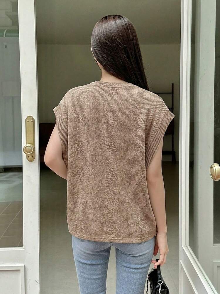 Solid Color Round Neck Casual Daily Short Sleeve T-Shirt