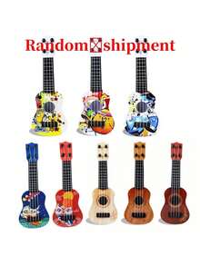1pc Mini 4-String Guitar - Playable Musical Toy & Desktop/Home Ornament - Multicolor - View 4