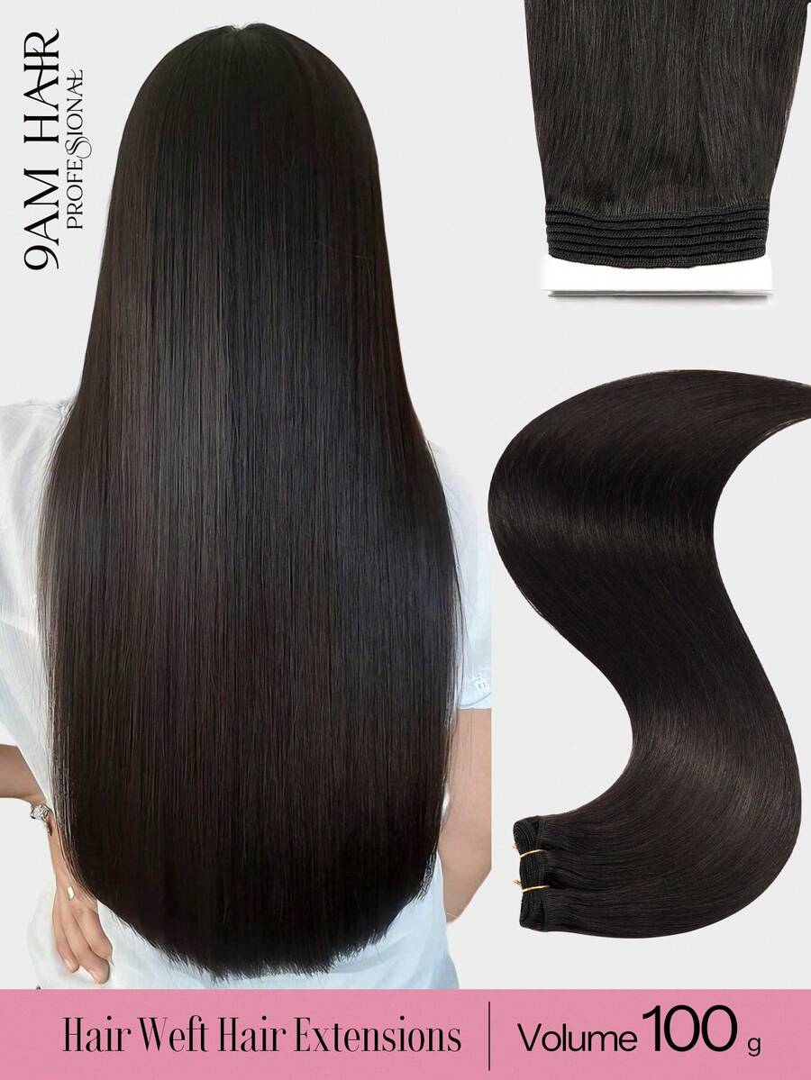Extensiones de cabello de trama 100% cabello humano NC# negro natural en estilo liso en longitudes de 14-22 pulgadas 100G extensiones de doble trama invisibles sin costuras de alta calidad con extremos gruesos y saludables para cabello fino, uso en salón y para uso diario de todas las mujeres/niñas - SNatural Black - Ver 1