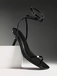 SHUZIA Women's Fashion Daily Versatile Ankle Strap Heeled Sandals For Christmas Valentine's Day Summer Shoes - Black - View 7