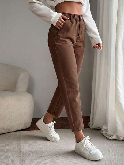 EMERY ROSE Mature Denim Jeans a vita alta con gamba dritta da donna per l'estate