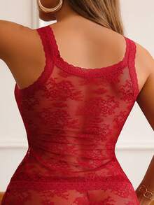 SHEIN 女款蕾絲內衣套裝 2件組 - 酒紅色 - 查看 2