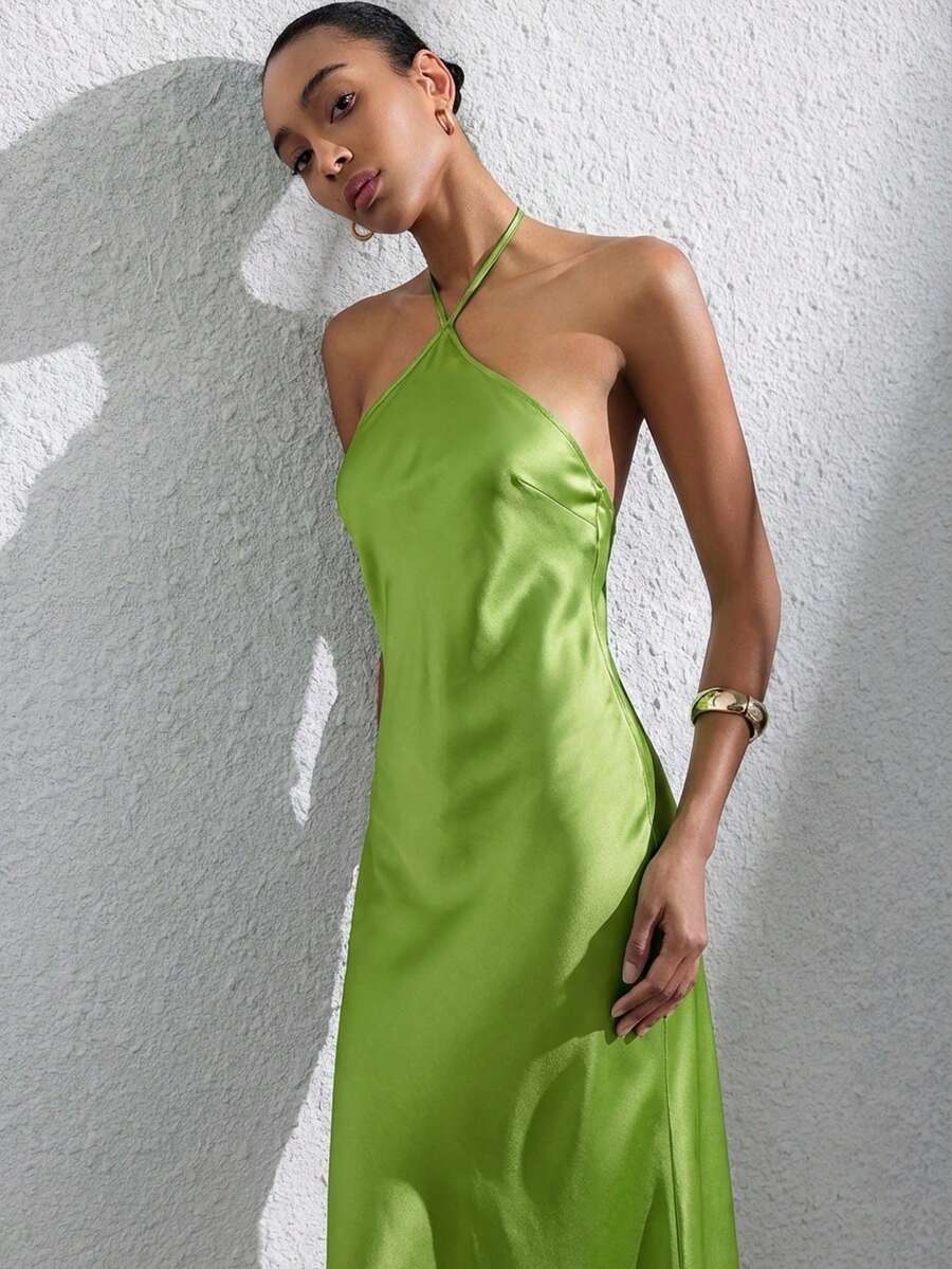 Aveloria Frievida Rochie elegantă cu imprimeu zebră texturat și blocuri de culori, talie strânsă, pentru femei - Verde - Vizualizare 1