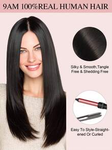 Extensiones de cabello de trama 100% cabello humano NC# negro natural en estilo liso en longitudes de 14-22 pulgadas 100G extensiones de doble trama invisibles sin costuras de alta calidad con extremos gruesos y saludables para cabello fino, uso en salón y para uso diario de todas las mujeres/niñas - SNatural Black - Ver 8