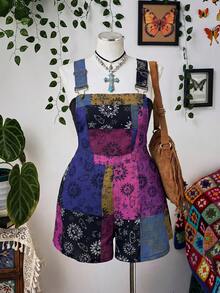 Sunspun Quần yếm kiểu bohemian nhiều màu sắc dành cho nữ cỡ lớn, mùa hè. - Màu tím - Xem 5