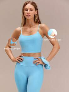 GLOWMODE FeatherFit™ Knot Going Anywhere Twisted Backless Tank Top Light Support Low Impact Yoga Daily Spring Valentine's Day - Blue - View 2