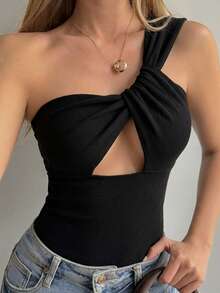 DAZY Women's Summer Hollow Cross Strap Fitted Sexy Casual Camisole Y2k Club Night Night Out Black - Khaki - View 3