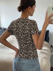 DAZY 女款條紋短袖修身T恤夏季圖案印花上衣 - 彩色 - 查看 7