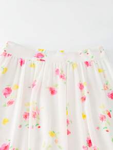 SHEIN Franclia 女士印花休闲度假半身裙，夏季 - 白色 - 查看 3